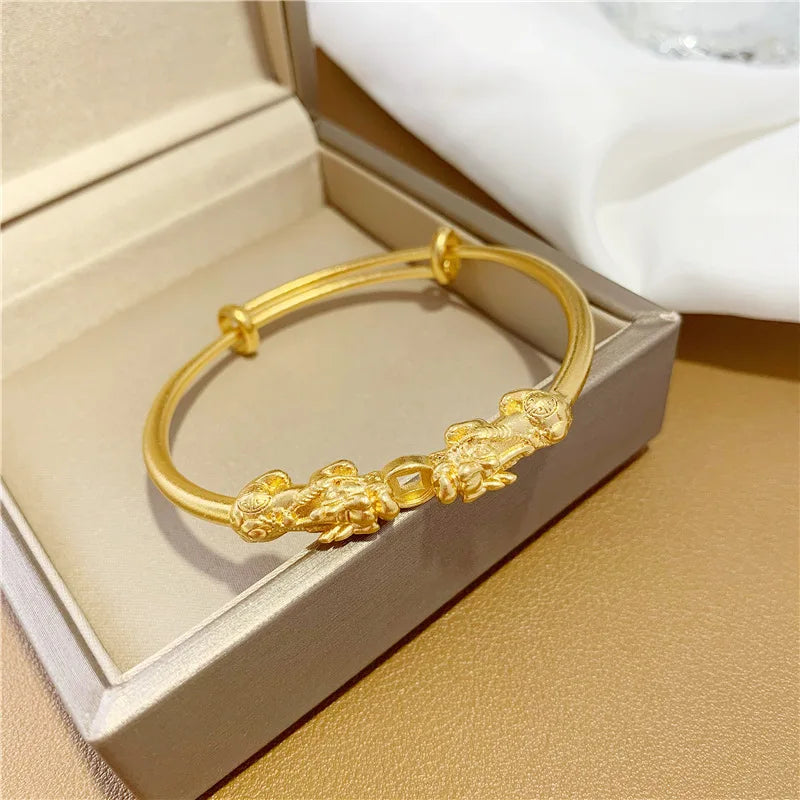 BR247 Vintage PIXIU Coin 24KT Bracelet Bangle