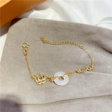 BR252 Vintage Hollow Rose Flower 24KT Bracelet