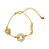 BR252 Vintage Hollow Rose Flower 24KT Bracelet