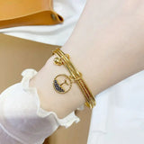 Mermaid Tail Bells 24KT Bracelet Bangle for Woman Bride Birthday Wedding