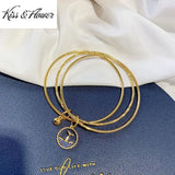 Mermaid Tail Bells 24KT Bracelet Bangle for Woman Bride Birthday Wedding