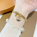 Mermaid Tail Bells 24KT Bracelet Bangle for Woman Bride Birthday Wedding