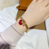 Red Bean 24KT Bracelet Bangle for Women