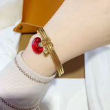 Red Bean 24KT Bracelet Bangle for Women