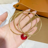 Red Bean 24KT Bracelet Bangle for Women