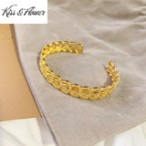 BR271 Wheat 24KT Open Bracelet Bangle