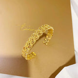 BR271 Wheat 24KT Open Bracelet Bangle