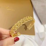 BR271 Wheat 24KT Open Bracelet Bangle
