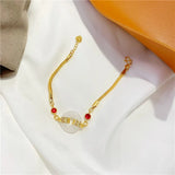 Vintage Round Jade 24KT Bracelet for Woman