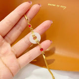 Vintage Round Jade 24KT Bracelet for Woman