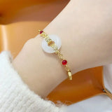 Vintage Round Jade 24KT Bracelet for Woman