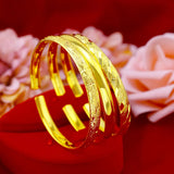 BR28 Round Retro 24KT Opening Bracelet Bangle