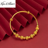 BR284 Flower Beads 24KT Bracelet Bangle Gift