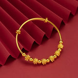 BR284 Flower Beads 24KT Bracelet Bangle Gift