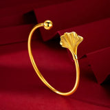 BR290 Ginkgo Get Rich 24KT Bracelet Bangle