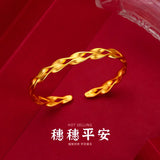 BR291 24KT Wheat Safety Bracelet Bangle Gift