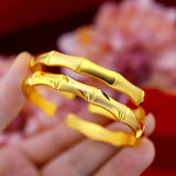 BR32 Fine Jewelry Bamboo Joint 24KT Opening Bracelet Bangle