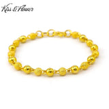 BR38 6mm Beads 24KT Chain Bracelet