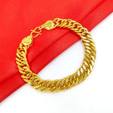 24KT Tank Flat Chain Bracelet for Men - Boy Birthday Gift