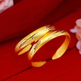 BR43 Feather Round 24KT Opening Bracelet Bangle