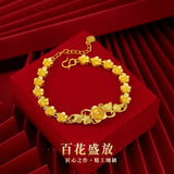 BR44 Fine Jewelry Flower 24KT Chain Bracelet