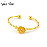 BR46 Flower 24KT Zircon Opening Bracelet Bangle