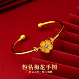 BR46 Flower 24KT Zircon Opening Bracelet Bangle