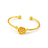 BR46 Flower 24KT Zircon Opening Bracelet Bangle