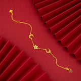 24KT Chain Bracelet Star Crescent Elegant Design Fine Jewelry