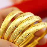 Fine Jewelry Love Heart 24KT Resizable Bracelet Bangle