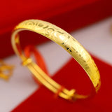 Fine Jewelry Love Heart 24KT Resizable Bracelet Bangle