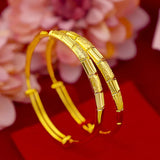 BR72 Bamboo Joint 24KT Resizable Bracelet Bangle