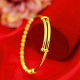 BR74 Fine Jewelry Bead Round 24KT Bracelet Bangle