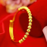 BR74 Fine Jewelry Bead Round 24KT Bracelet Bangle