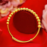BR74 Fine Jewelry Bead Round 24KT Bracelet Bangle
