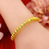 BR74 Fine Jewelry Bead Round 24KT Bracelet Bangle