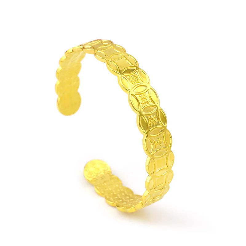 BR98 Vintage 24KT Coin Opening Bracelet Bangle
