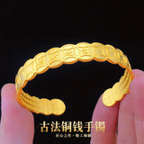 BR98 Vintage 24KT Coin Opening Bracelet Bangle