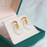 Vintage Oval 24KT Gold Drop Earrings