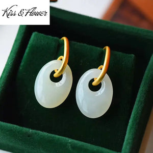 Vintage Oval 24KT Gold Drop Earrings