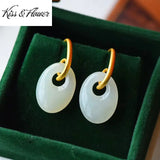 Vintage Oval 24KT Gold Drop Earrings