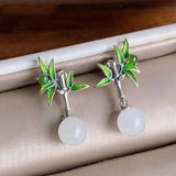 ER174 Bamboo Leaves 24KT Stud Earrings
