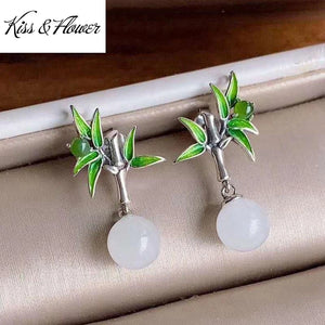 ER174 Bamboo Leaves 24KT Stud Earrings