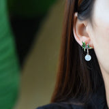ER174 Bamboo Leaves 24KT Stud Earrings