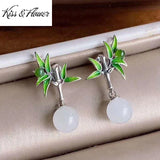 ER174 Bamboo Leaves 24KT Stud Earrings