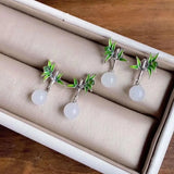 ER174 Bamboo Leaves 24KT Stud Earrings