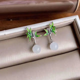ER174 Bamboo Leaves 24KT Stud Earrings