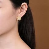 24KT Stud Earrings for Women Bride Girl Mother Birthday Wedding