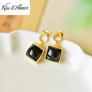 Square 24KT Stud Earrings for Women Bridal Gift