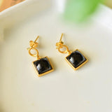 Square 24KT Stud Earrings for Women Bridal Gift
